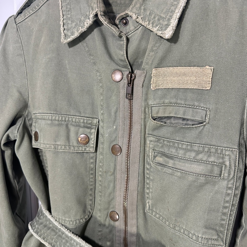 Free People Lux Military Utility Jacket Womens S Green Belted Embroidered Wings - Picture 3 of 6